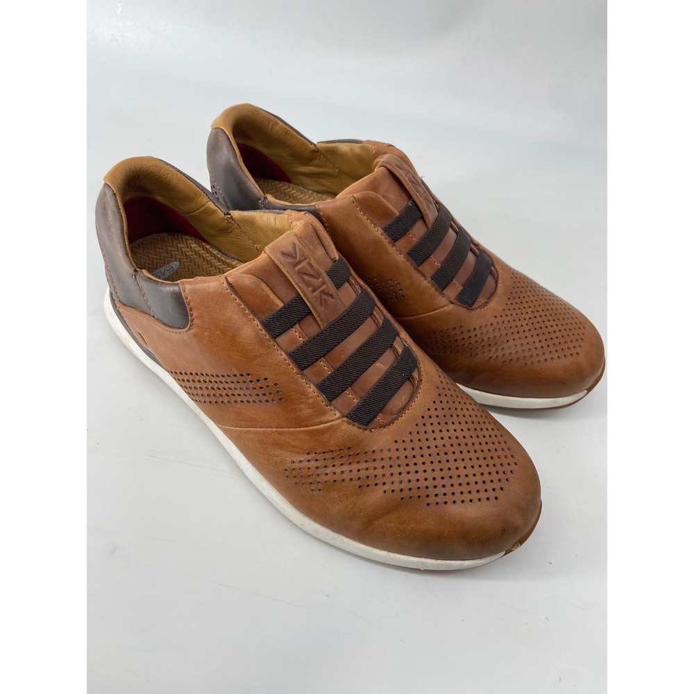 Kizik Boston Sneakers Mens 7.5 Brown Leather Casual Comfort Hands Free